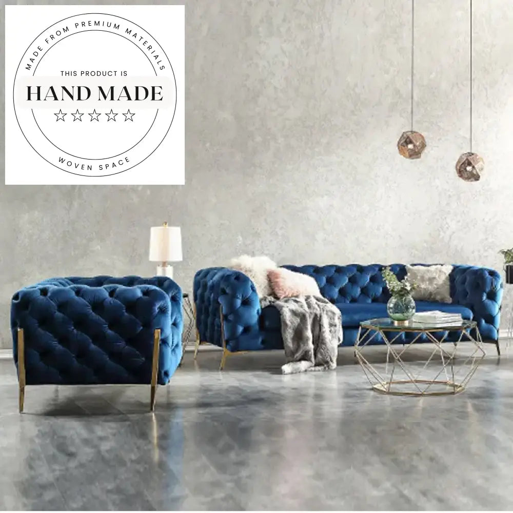 Luxury Upholstered Velvet Chesterfield Sectional Living Room Seater Sofa