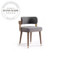 Luxury Velvet Armchair with Round Backrest Solid Wood Dining Chair
