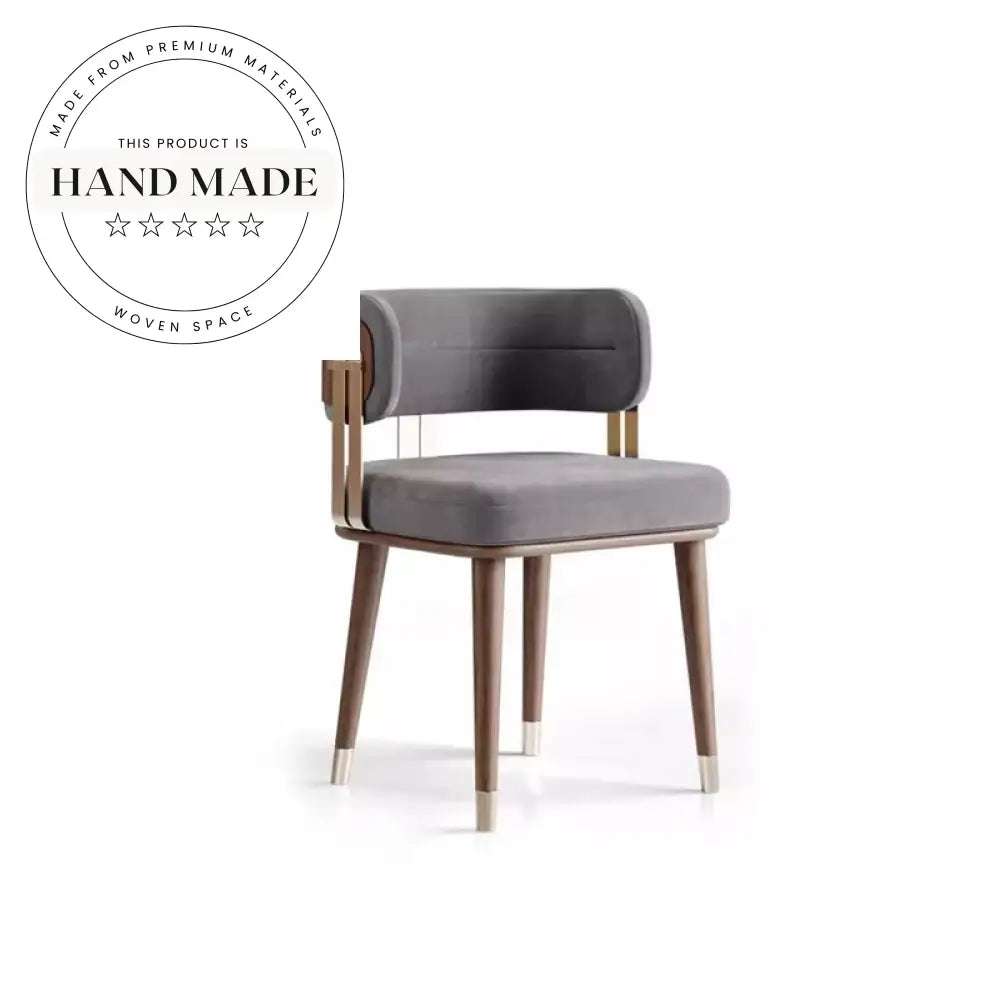 Luxury Velvet Armchair with Round Backrest Solid Wood Dining Chair