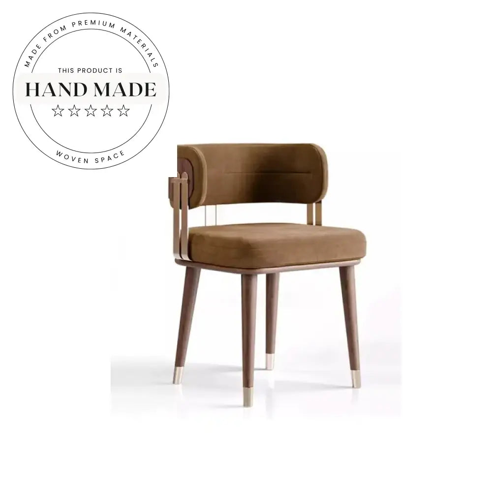 Luxury Velvet Armchair with Round Backrest Solid Wood Dining Chair