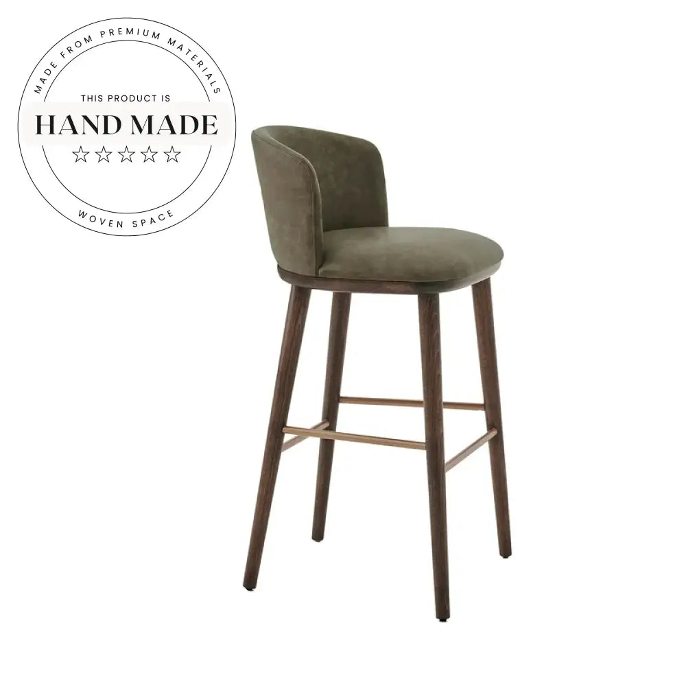 Luxury Velvet Bar Stool, Metal Frame, Solid Wood Footrest Counter Chair