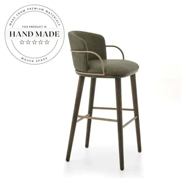 Luxury Velvet Bar Stool, Metal Frame, Solid Wood Footrest Counter Chair