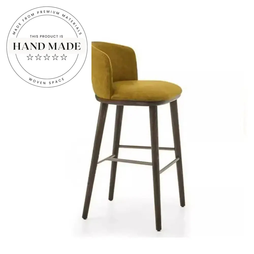 Luxury Velvet Bar Stool, Metal Frame, Solid Wood Footrest Counter Chair