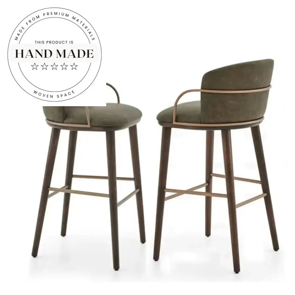 Luxury Velvet Bar Stool, Metal Frame, Solid Wood Footrest Counter Chair