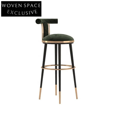 Luxury Velvet Bar Stool with Solid Wood Legs for Modern Dining Areas