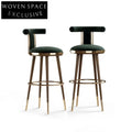 Luxury Velvet Bar Stool with Solid Wood Legs for Modern Dining Areas