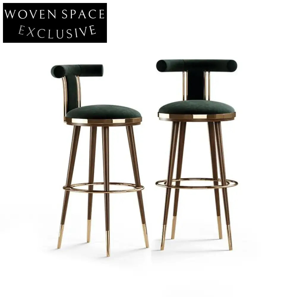 Luxury Velvet Bar Stool with Solid Wood Legs for Modern Dining Areas