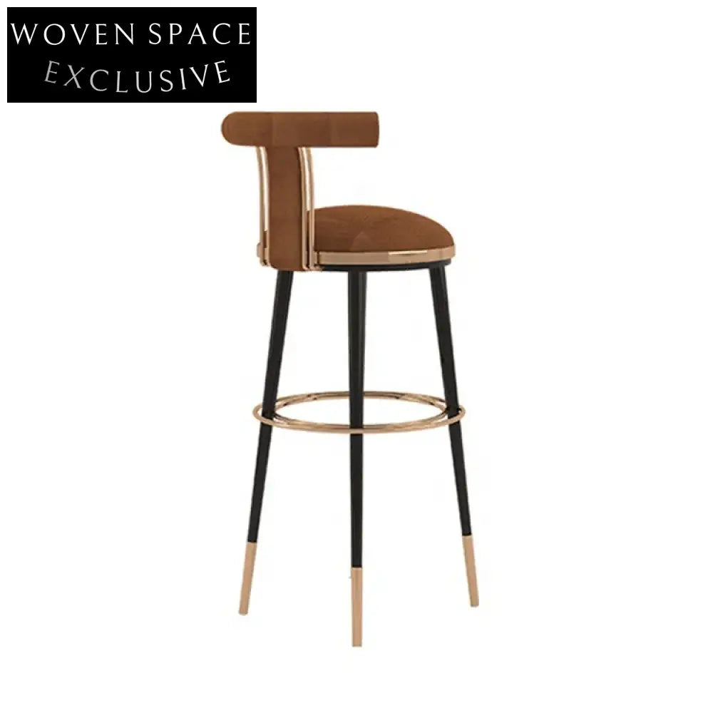 Luxury Velvet Bar Stool with Solid Wood Legs for Modern Dining Areas