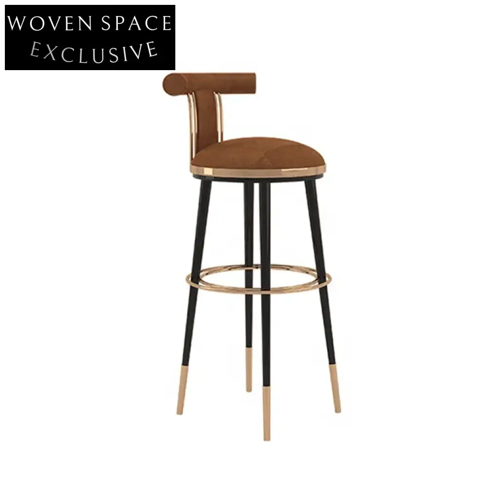 Luxury Velvet Bar Stool with Solid Wood Legs for Modern Dining Areas