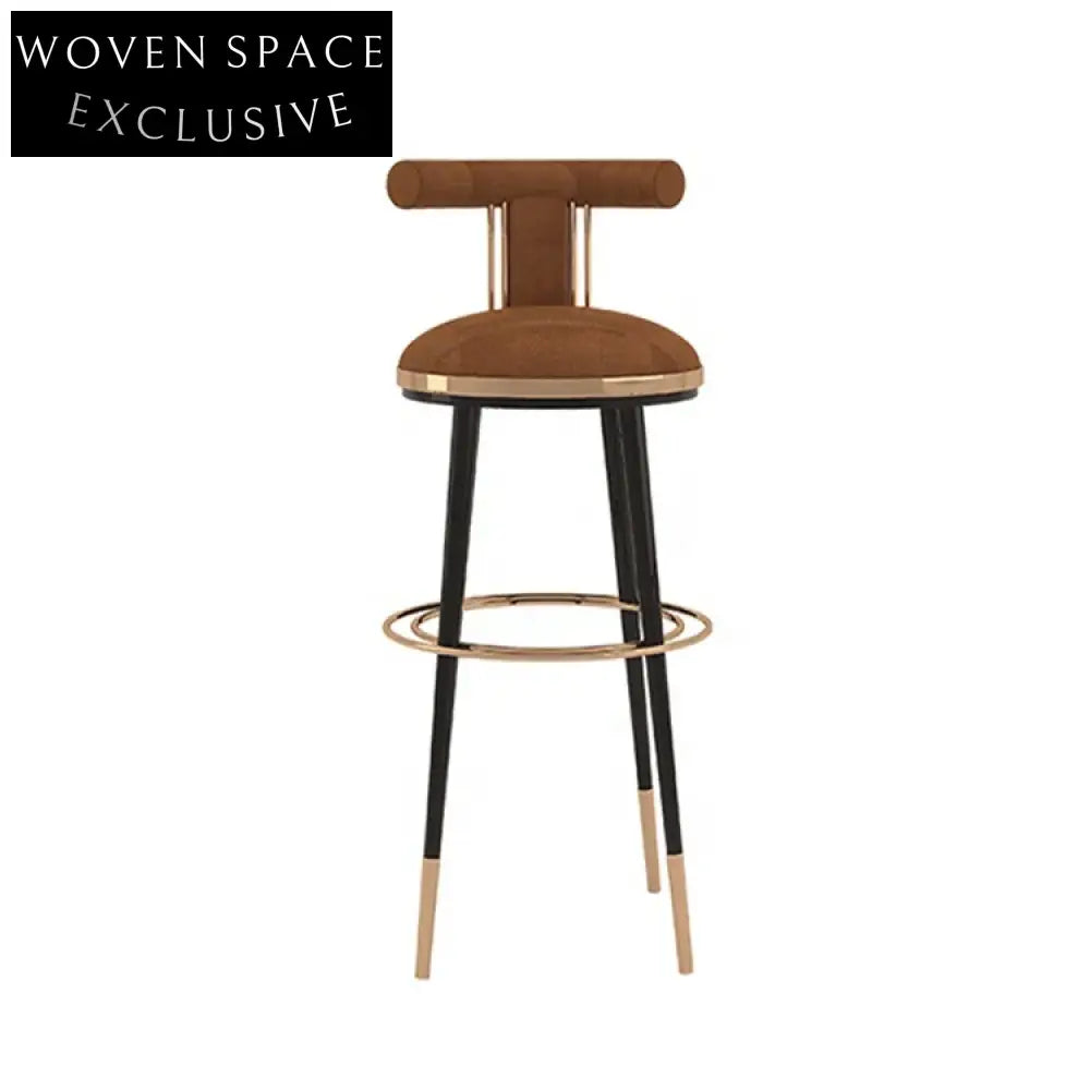 Luxury Velvet Bar Stool with Solid Wood Legs for Modern Dining Areas