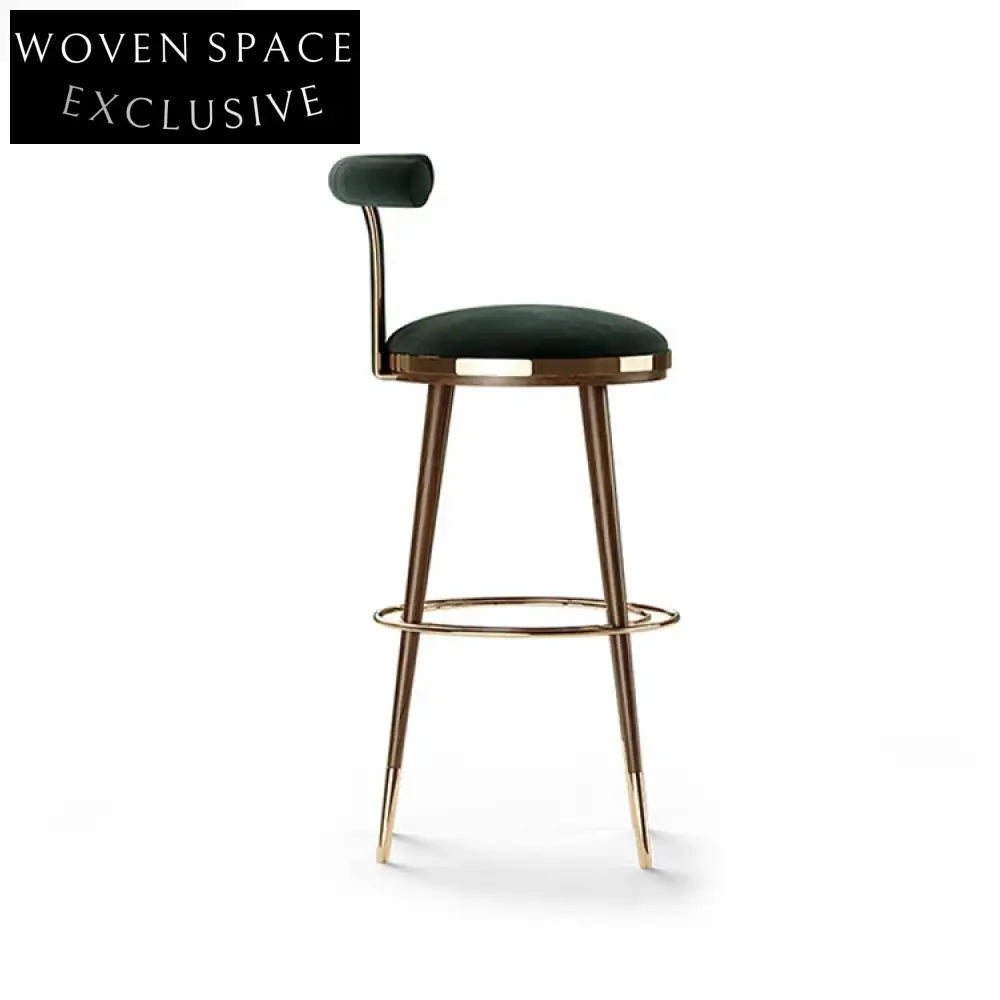 Luxury Velvet Bar Stool with Solid Wood Legs for Modern Dining Areas