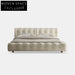 Luxury Velvet Fabric and White Leather Upholstered King Size Bed