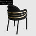 Luxury Velvet Fabric Dining Chair with Metal Armrest, Curved Back Design