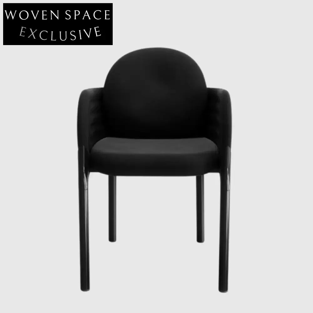 Luxury Velvet Fabric Dining Chair with Metal Armrest, Curved Back Design