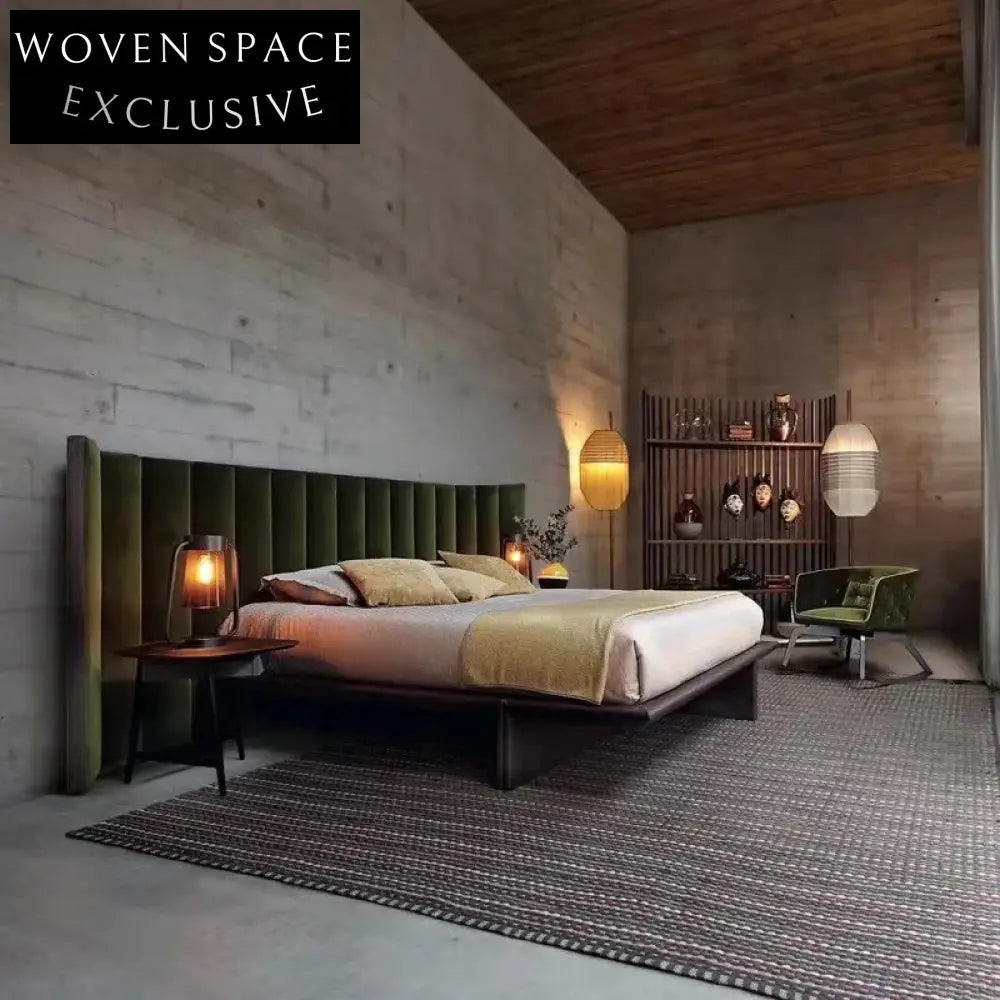 Luxury Velvet Fabric King Size Bed Frame, Modern Hotel Style Bed