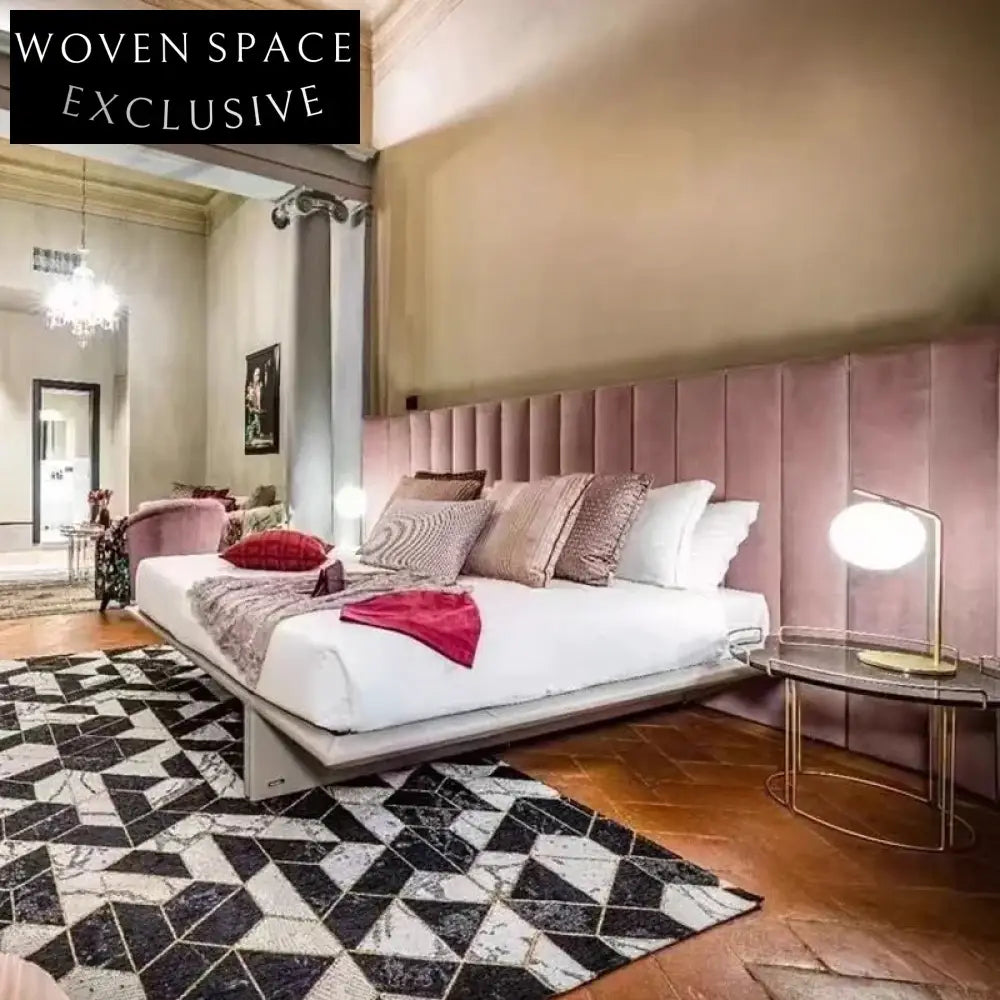 Luxury Velvet Fabric King Size Bed Frame, Modern Hotel Style Bed