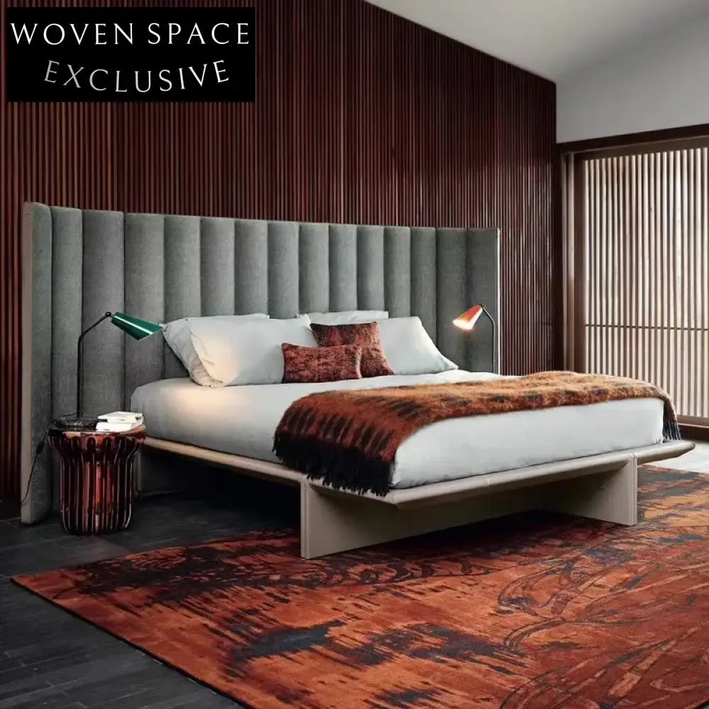 Luxury Velvet Fabric King Size Bed Frame, Modern Hotel Style Bed