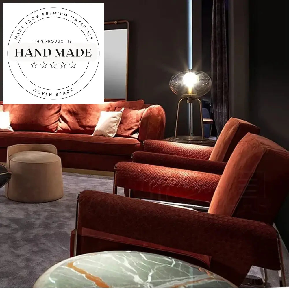 Luxury Velvet Fabric Lounge Accent Chair with Metal Base, Recliner Sofa