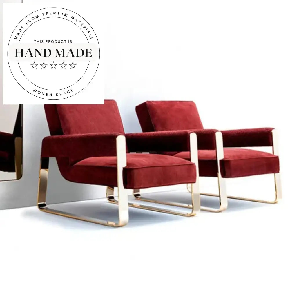 Luxury Velvet Fabric Lounge Accent Chair with Metal Base, Recliner Sofa