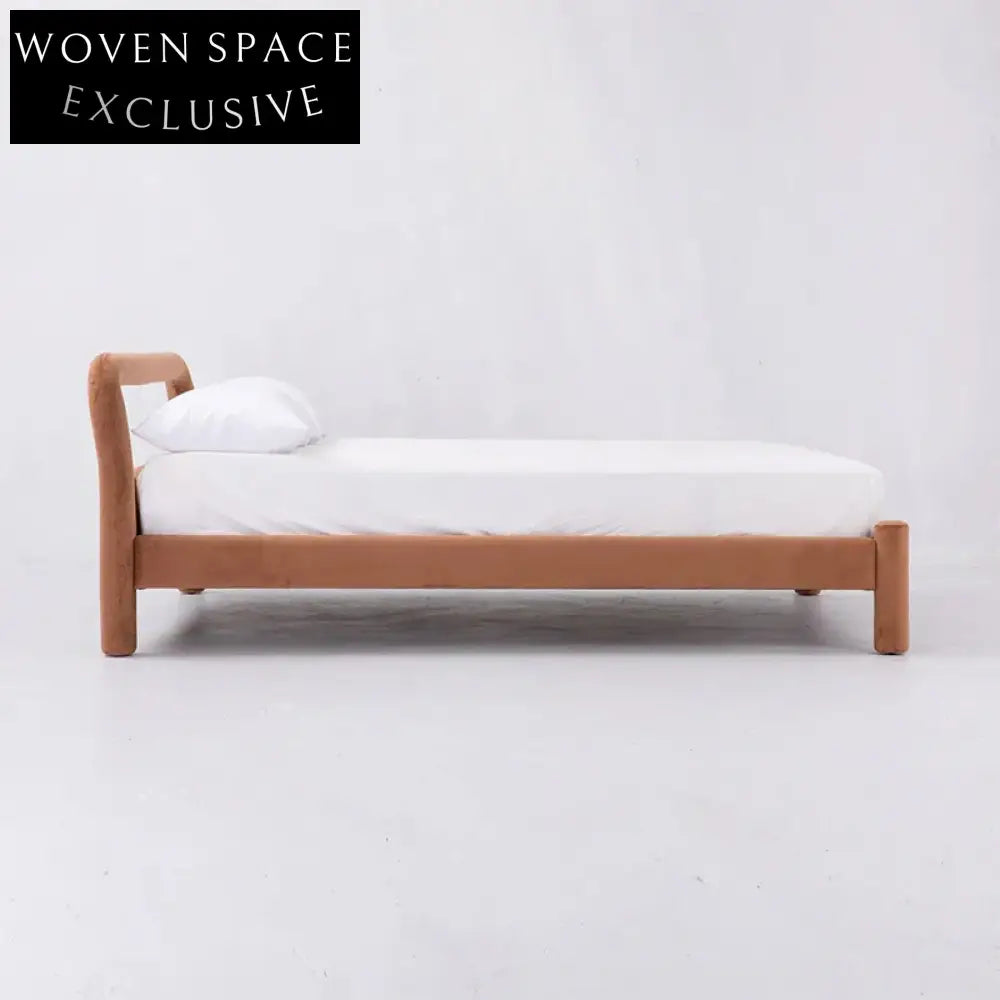 Luxury Velvet Fabric Upholstered Platform Bed Frame with Plush Headboard