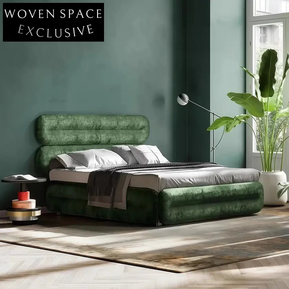 Luxury Velvet King Bed Frame High Tufted Headboard Modern Designer Furniture