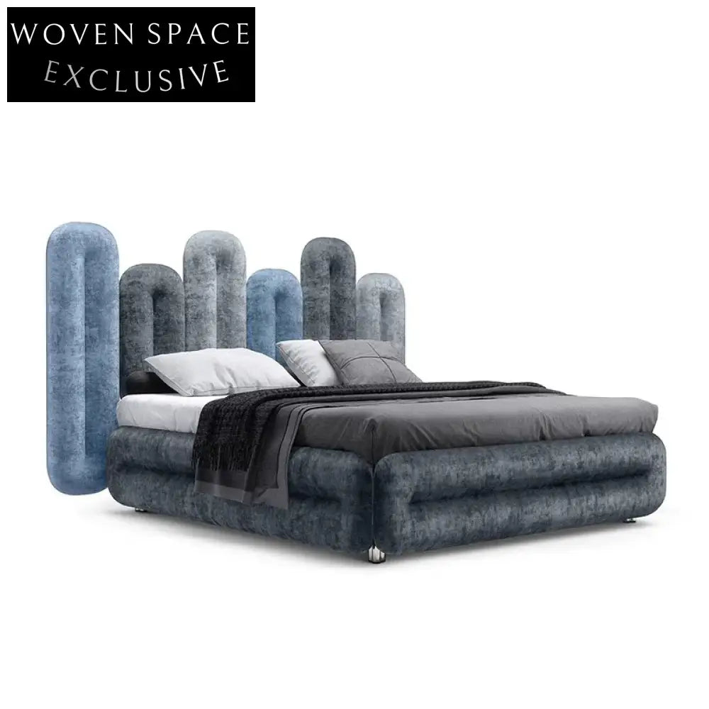 Luxury Velvet King Bed Frame High Tufted Headboard Modern Designer Furniture