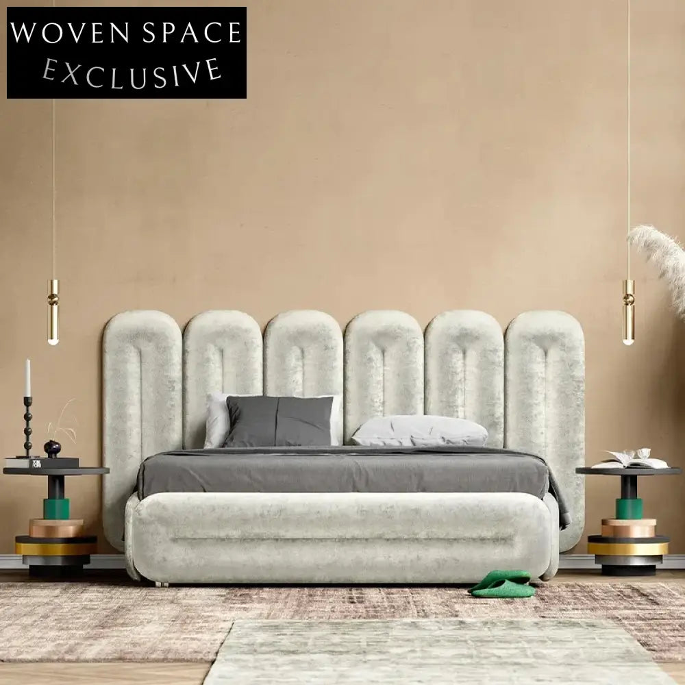 Luxury Velvet King Bed Frame High Tufted Headboard Modern Designer Furniture