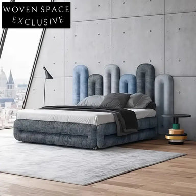 Luxury Velvet King Bed Frame High Tufted Headboard Modern Designer Furniture