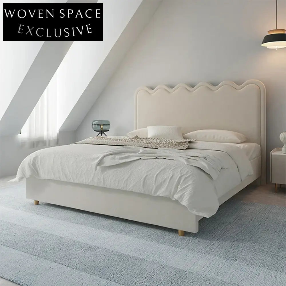 Luxury Velvet King Size Bed Frame, Modern Tall Italian Headboard Bed