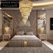Luxury Velvet & Leather Bed Frame with Gold Stainless Steel Headboard