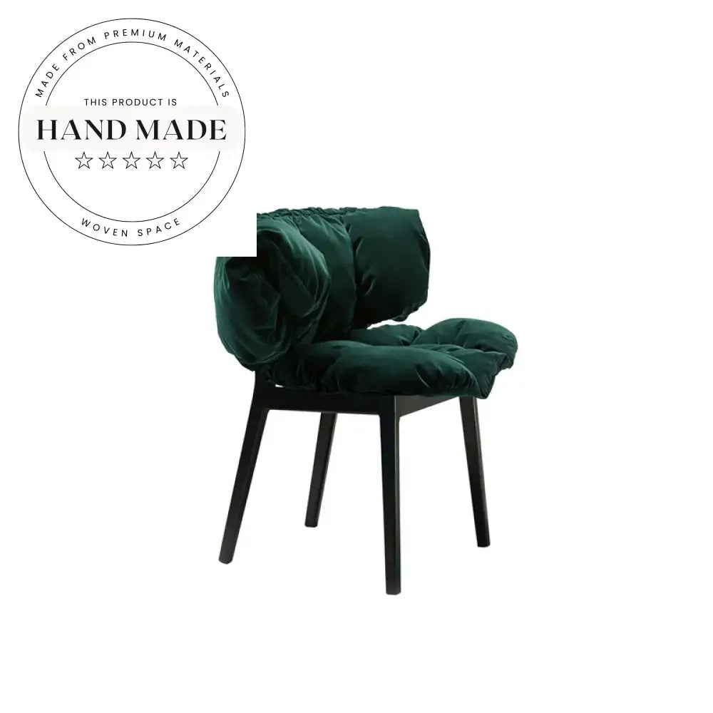 Luxury Velvet Petal Designer Solid Wood Leg Makeup Dining Chair