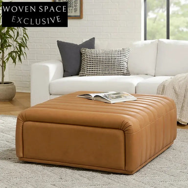 Luxury Velvet Square Ottoman with Solid Wood Frame for Living Room Stool