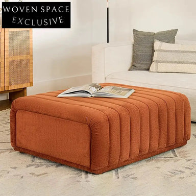 Luxury Velvet Square Ottoman with Solid Wood Frame for Living Room Stool