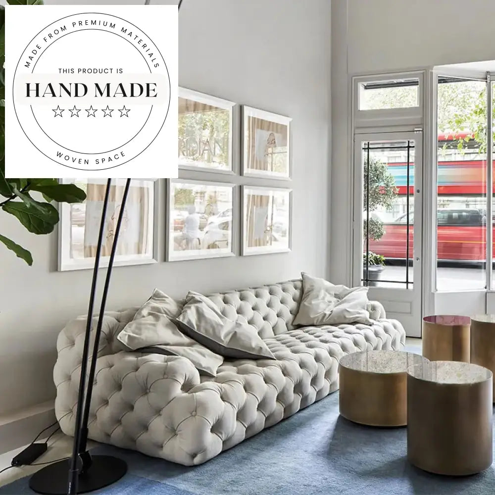 Luxury Velvet Tufted Chesterfield Button Design Modern 3 Seater Sofa