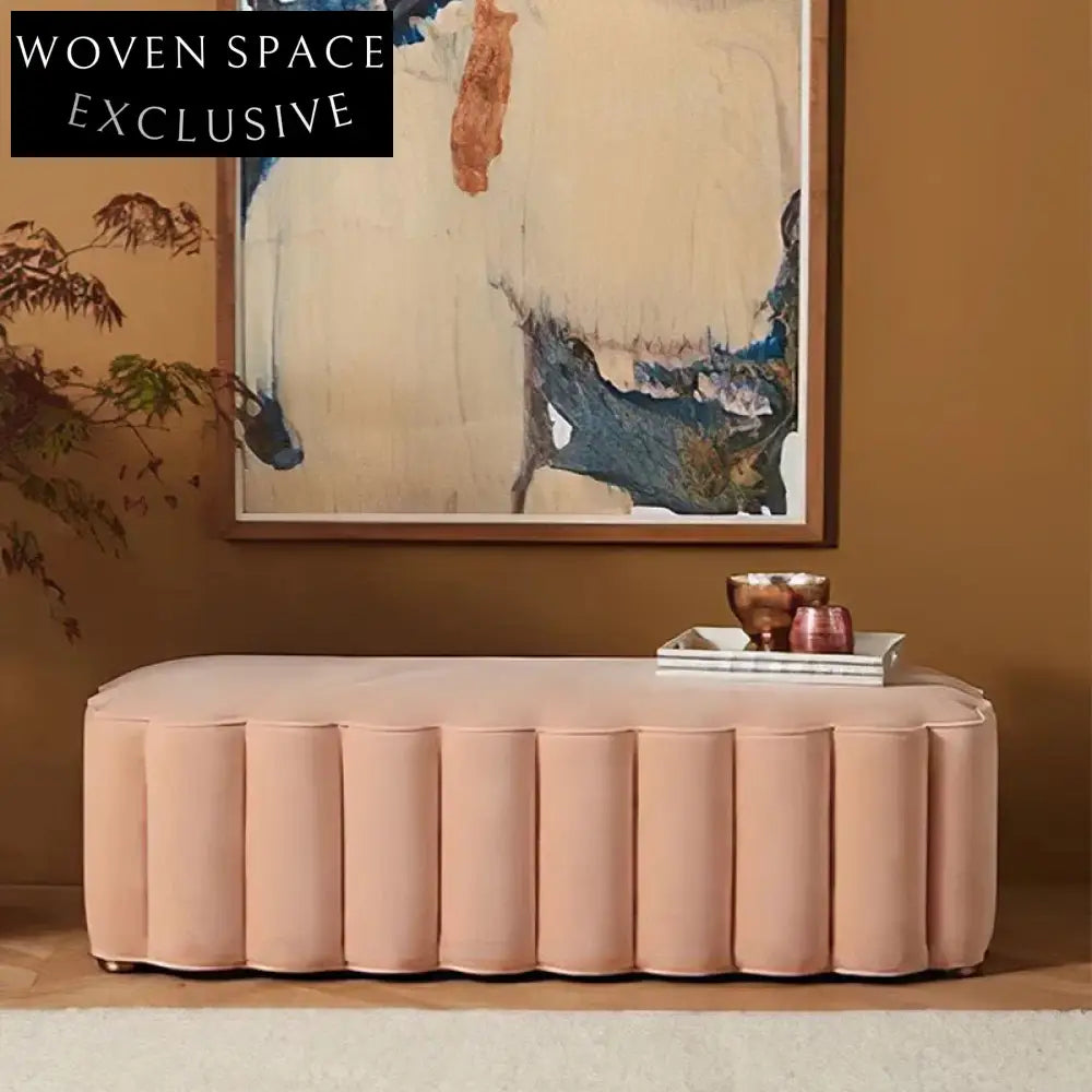 Luxury Velvet Upholstered Long Ottoman Bench, Multiple Colors & Sizes