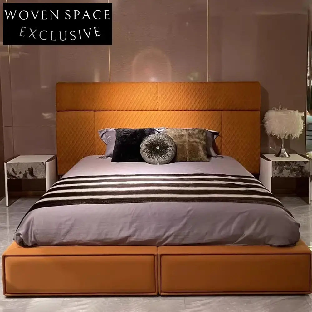 Luxury Velvet Upholstered Modern King Size Soft Fabric Bed Frame