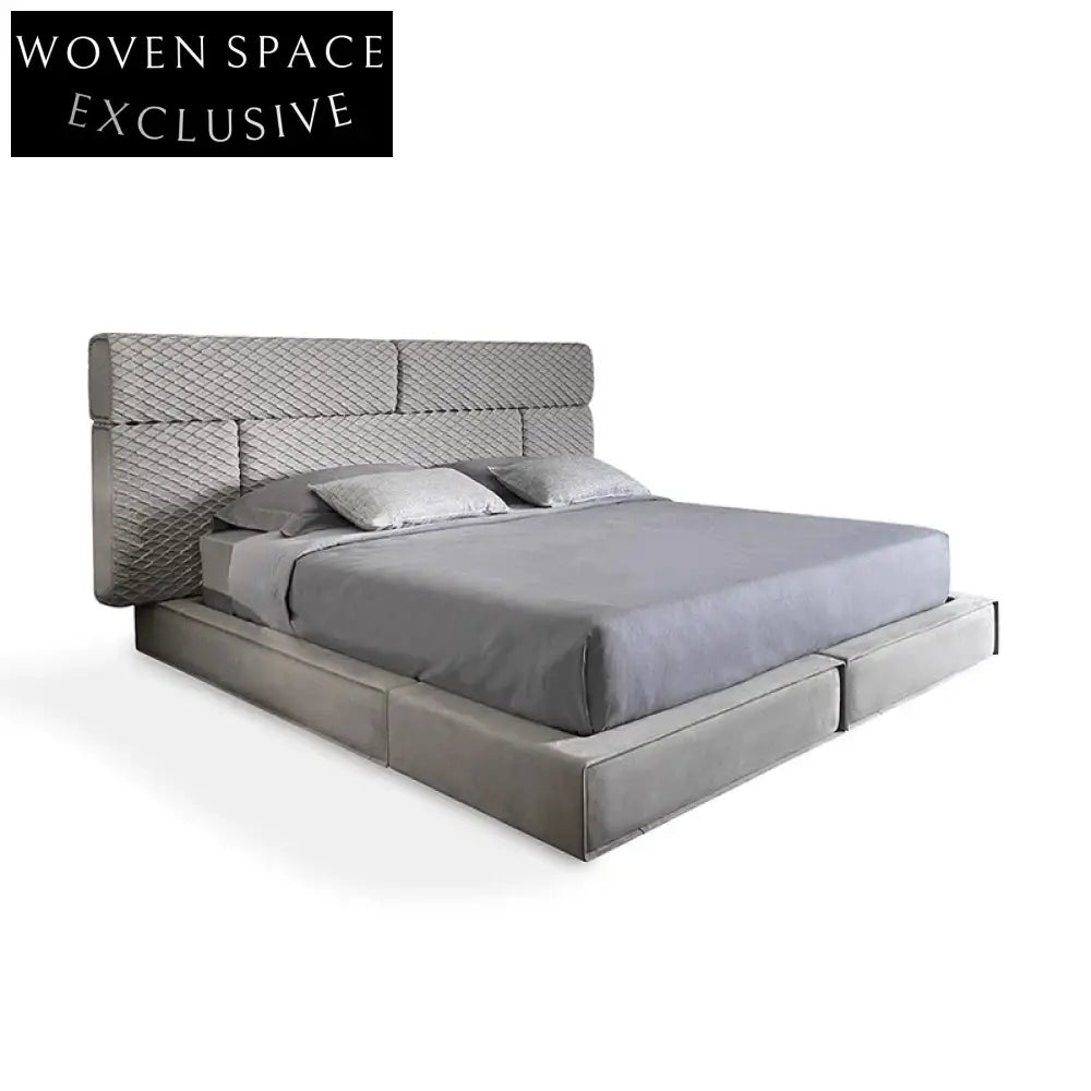 Luxury Velvet Upholstered Modern King Size Soft Fabric Bed Frame