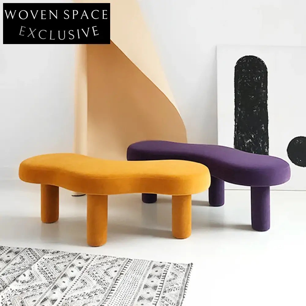 Luxury Velvet Upholstered Ottoman Bench with Modern Metal Base Design