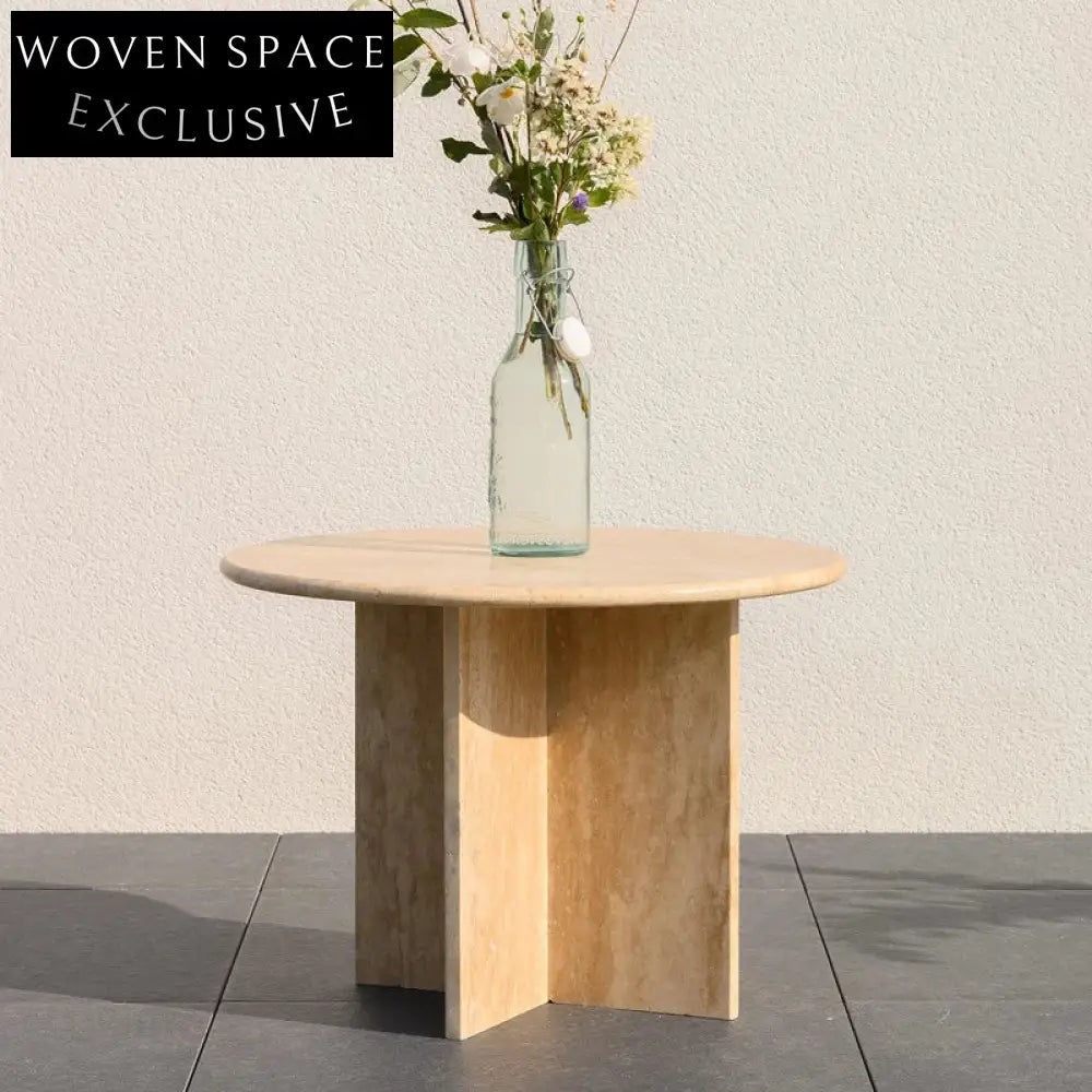Luxury Wabi-Sabi Style Round Natural Travertine Stone Coffee Table