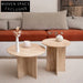 Luxury Wabi-Sabi Style Round Natural Travertine Stone Coffee Table