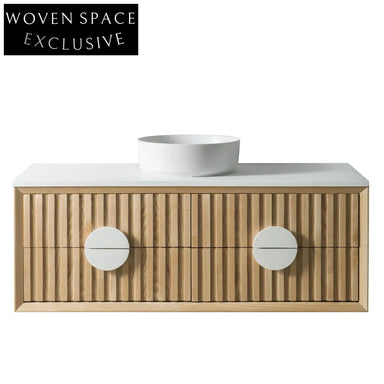 Luxury Wall-Hung Solid Wood Bathroom Vanity with Ceramic Basin & Soft-Close Drawers