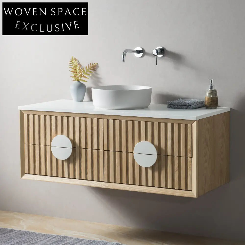 Luxury Wall-Hung Solid Wood Bathroom Vanity with Ceramic Basin & Soft-Close Drawers