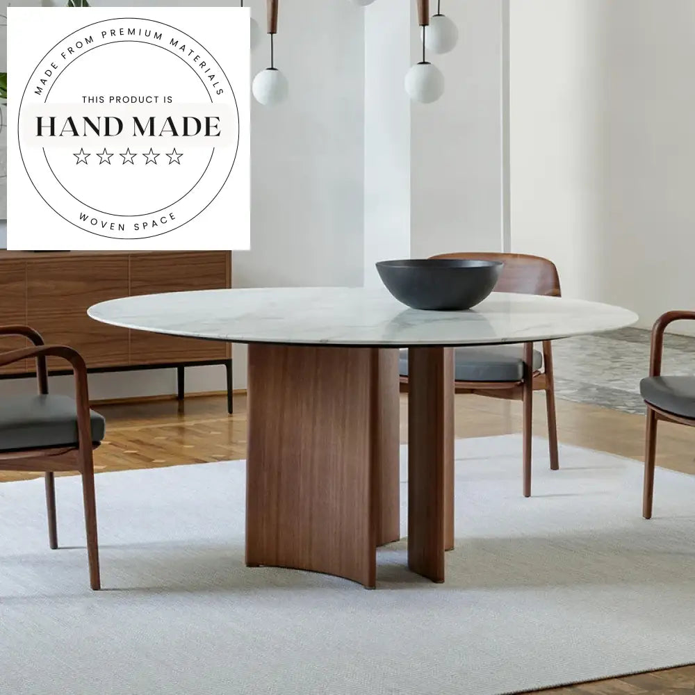 Luxury Walnut Round Glass Top 6-8 Seater Dining Table Set