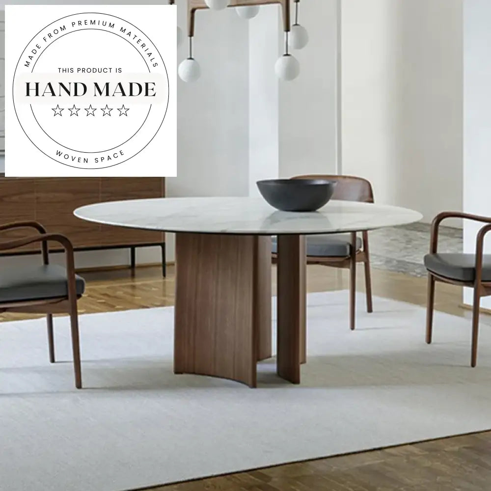 Luxury Walnut Round Glass Top 6-8 Seater Dining Table Set