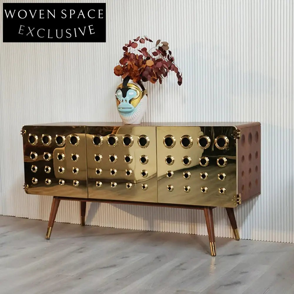 Luxury Walnut Solid Wood Antique Style Living Room Side Cabinet