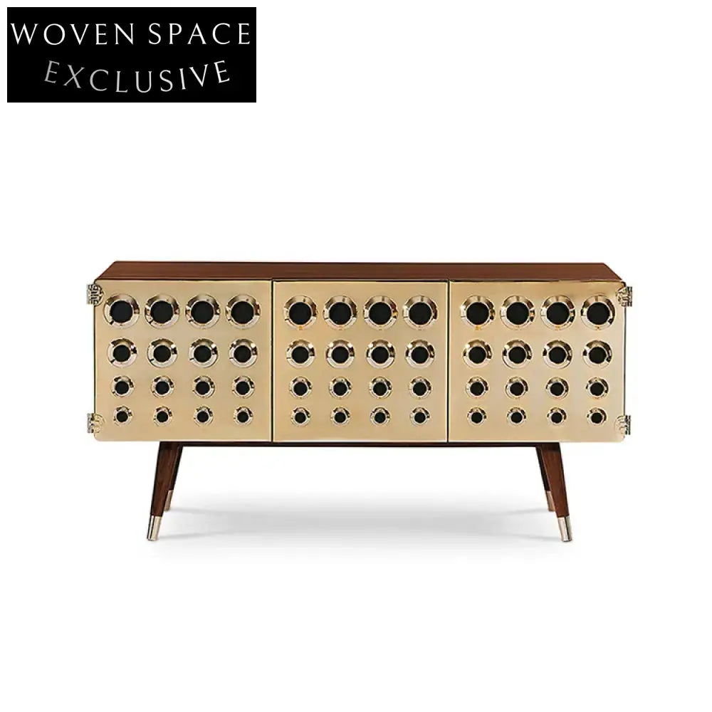 Luxury Walnut Solid Wood Antique Style Living Room Side Cabinet