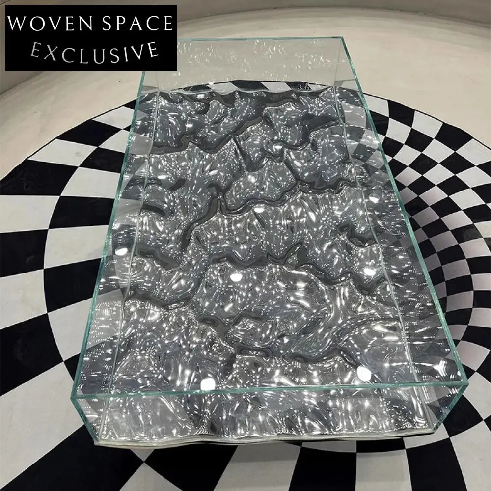 Luxury Water Ripple Glass Top Living Room Center Table Elegant Coffee Table