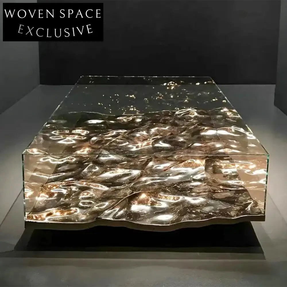 Luxury Water Ripple Glass Top Living Room Center Table Elegant Coffee Table
