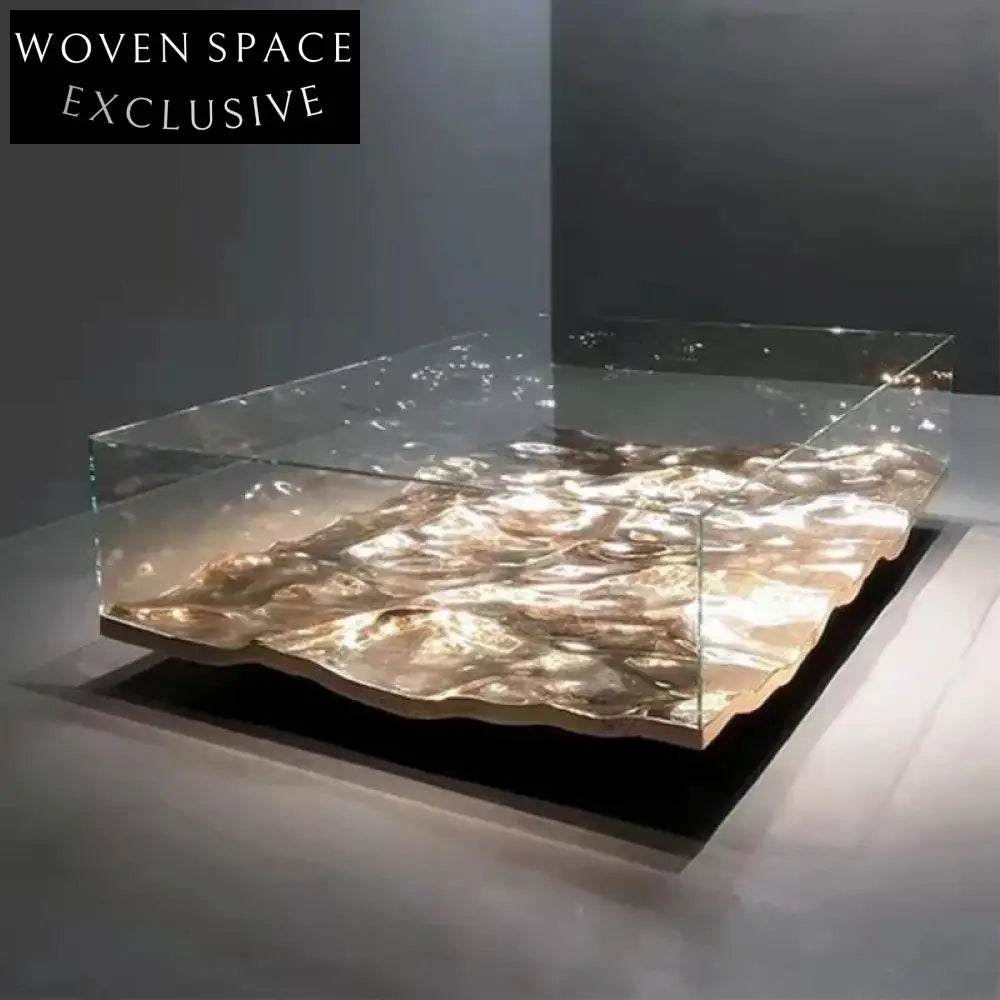 Luxury Water Ripple Glass Top Living Room Center Table Elegant Coffee Table