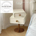 Luxury White Leather Mirrored Two Drawer Modern Bedside Table